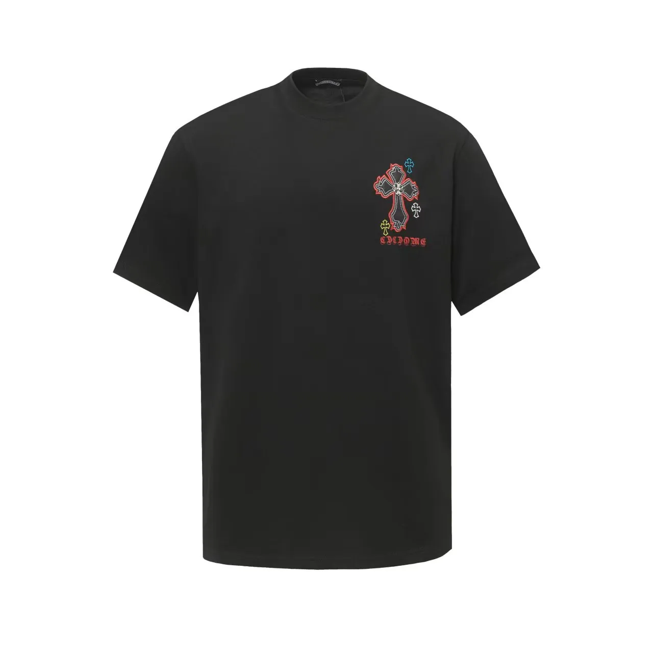 P180 Chrome Hearts* Chrome Hearts are made of 320g double yarn fabric, 1*1 Solona rib, imported digital front and rear white ink direct injection + laser embroidery, hand-nailed hardware accessories, loose version, same style for men and women. Color: Black White Size: XS S M L